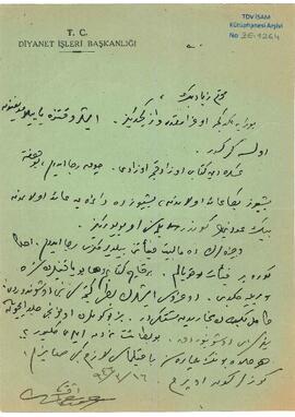 Diyanet İşleri Başkanlığı’ndan Ziyad Ebüzziya’ya mektup