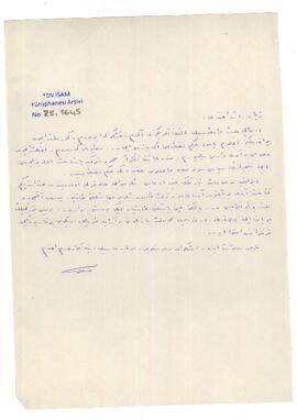 Seyfettin Özege’den Ziyad Ebüzziya’ya mektup