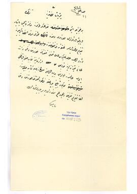 Bir muhbir ve iki asker tarafından Manastır Valisi'ne verilen varakalar