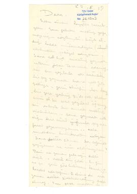 Ziyad Ebüzziya’dan eşi Vala Ebüzziya’ya mektup