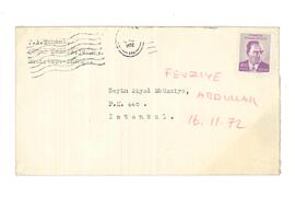 Fevziye Abdullah Tansel’den Ziyad Ebüzziya’ya mektup