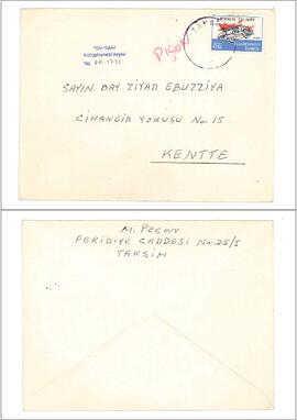 M. Peçon’dan Ziyad Ebüzziya’ya kartpostal